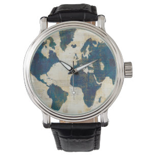 Relógio De Pulso Colagem do mapa do mundo