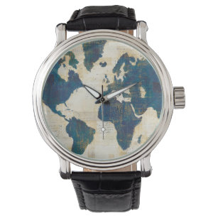 Relógio De Pulso Colagem do Mapa Mundial