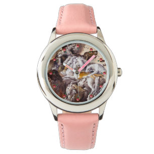 RELÓGIO DE PULSO COMPOSIÇÃO COM ANIMAIS, CAVALOS DE CRIAÇÃO, DERES,