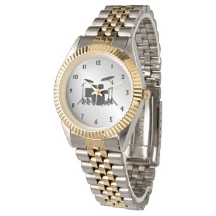 Relógio De Pulso Conjunto de Tambores Números Pretos