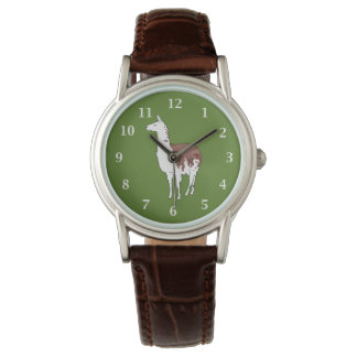 Relógio De Pulso Cor de fundo U-Pick Llama desenhado à Mão