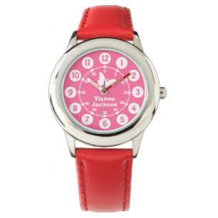 Relógio de pulso cor-de-rosa das meninas dos