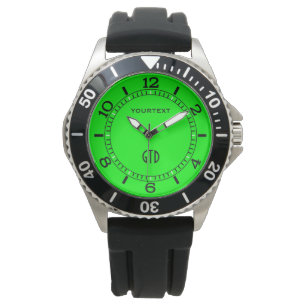 Relógio De Pulso Cor Verde Neon Personalizar Isso