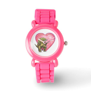 Relógio De Pulso Coração da rosa vermelha do Triceratops