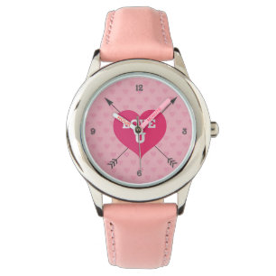 Relógio De Pulso Corações cor-de-rosa adoram U Custom Watch