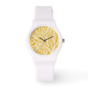 Relógio De Pulso Coral Amarelo e Branco