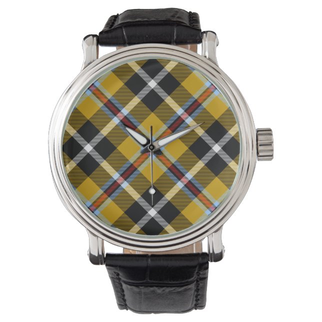 Relógio De Pulso Cornish National Tartan Yellow and Black Xadrez (Frente)