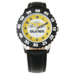 Relógio De Pulso Crianças divertidas nome de carro amarelo e relógi