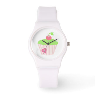 Relógio De Pulso Cupcake Chique com uma Cereja no Topo