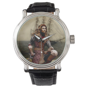 Relógio de pulso da arte do pirata e do navio de