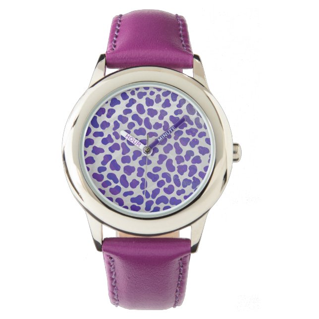Relógio De Pulso Dalmaciano Roxo e Impressão branco (Frente)