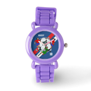 Relógio De Pulso Desenhista personalizado do futebol das meninas