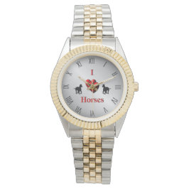 Relógio De Pulso Design de Cavalos do Coração legal I com Numerais