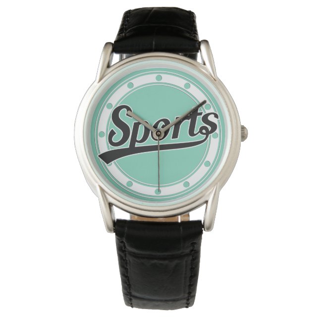 Relógio De Pulso Design de texto: ESPORTE preto + seu próprio texto (Frente)
