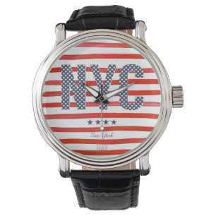 Relógio De Pulso Design do vermelho de NYC  , o branco & o azul