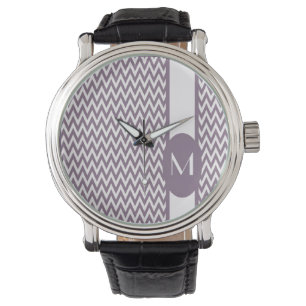 Relógio De Pulso Design Elegante de Chevron de Lavanda com monogram