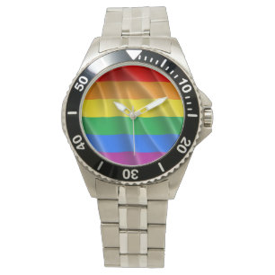 RELÓGIO DE PULSO DESIGN ONDULADO DA BANDEIRA DO ORGULHO GAY -
