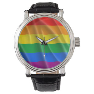 RELÓGIO DE PULSO DESIGN ONDULADO DA BANDEIRA DO ORGULHO GAY - .PNG
