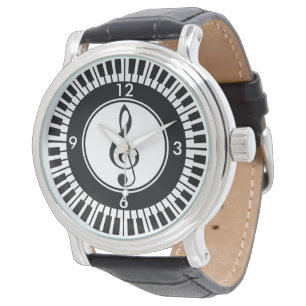 Relógio De Pulso Designer Piano Keys e Treble Clef Wristwatch
