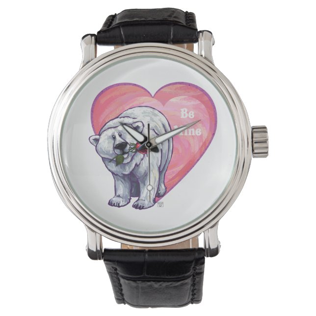 Relógio De Pulso Dia de os namorados de Urso Polar (Frente)