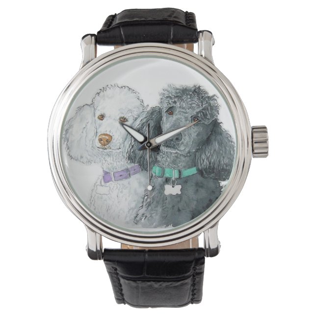 Relógio De Pulso Dois Poodles (Frente)