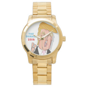 Relógio De Pulso Donald Trump Comic Cartoon Billionaire Dourada Wat