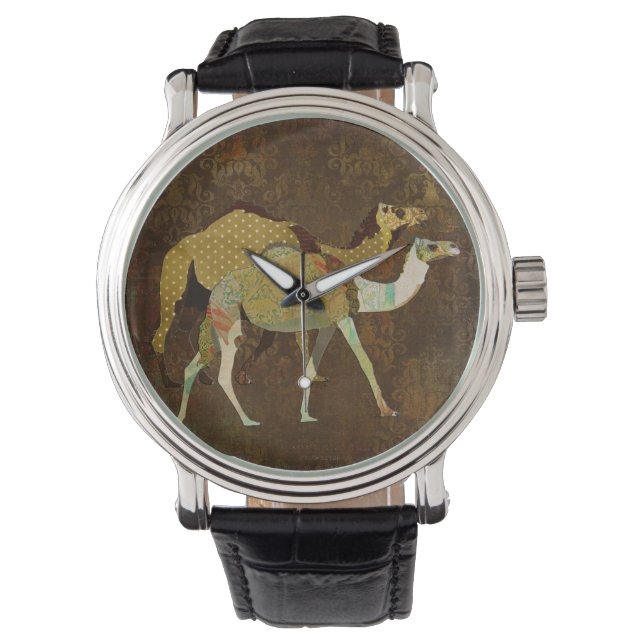 Relógio De Pulso Dreamy Camels Damask Watch (Frente)