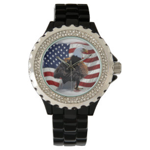 Relógio De Pulso Eagle e bandeira americana para o patriota