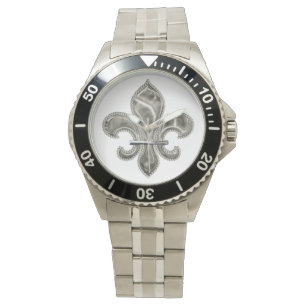 Relógio De Pulso Efeito Metálico Fleur de Lis
