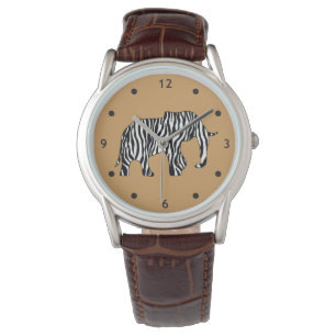 Relógio De Pulso Elefante com Zebra Stripes + suas ideias