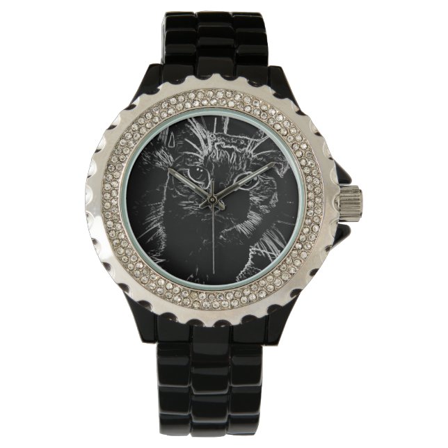 Relógio De Pulso Elegante Black Cat Watch (Frente)