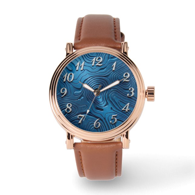 Relógio de Pulso Elegante com Mostrador Azul (Frente)