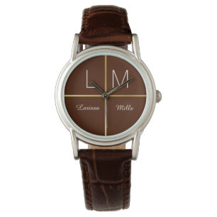 Relógio De Pulso elegante marrom personalizado