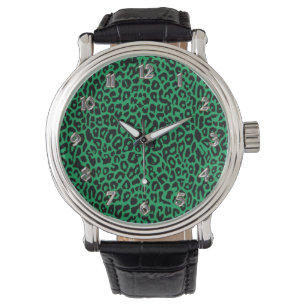 Relógio De Pulso Emerald Green Leopard Animal Print Watch