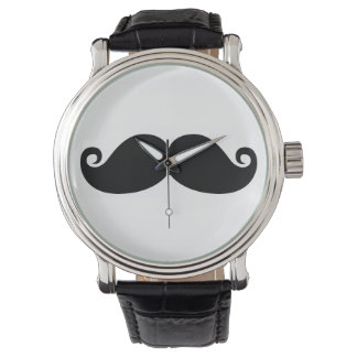 Relógio De Pulso Engraçado Vintage Black Mustache