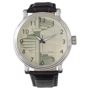 Relógio De Pulso Escadas Arquitetônicas Vintage, Escadaria Espiral