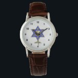 Relógio De Pulso Estrela Judaica<br><div class="desc">Dons judeus e ideias de presentes que exibem uma bela Estrela Judaica de David com um copo de vinho no centro.</div>
