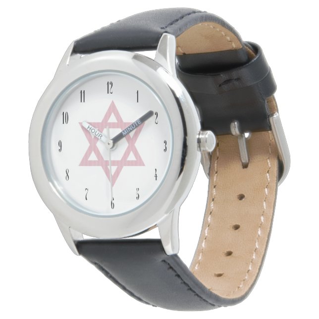 Relógio De Pulso Estrela Rosa de David-Judaísmo (Angular)