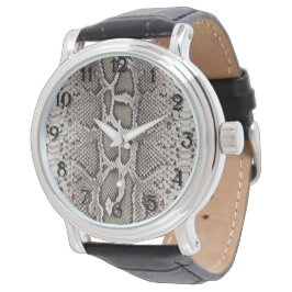 Relógio De Pulso Faux Boa Constrictor Snakeskin Watch