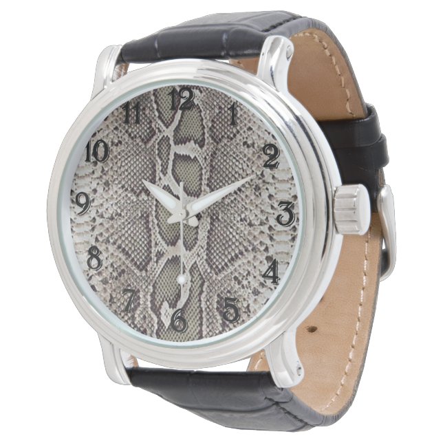 Relógio De Pulso Faux Boa Constrictor Snakeskin Watch (Angular)