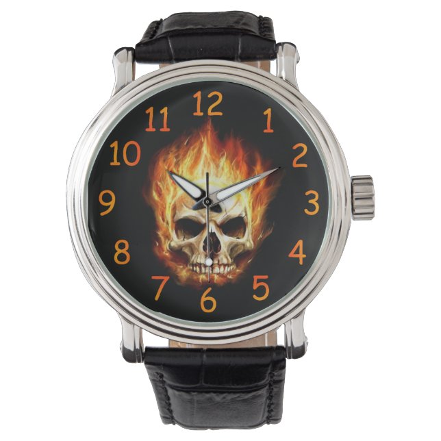 Relógio De Pulso Flaming Skull Watch (Frente)