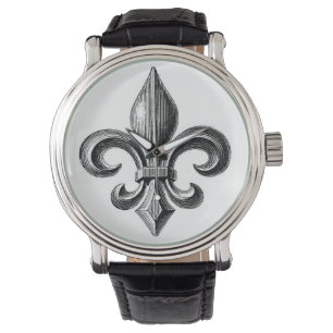 Relógio De Pulso Fleur-de-Lis B&W Design Wrist Watch