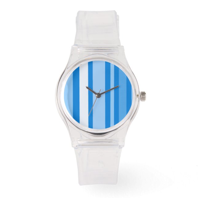 Relógio De Pulso Flirty Blue Stripes (Frente)