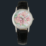 Relógio De Pulso Flores Cor-de-Água Rosa<br><div class="desc">Watercolor Pink Flowers Artista: Tim OToole</div>