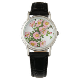 Relógio De Pulso Flores de cerejeira japonesas, rosa e ouro do