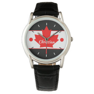 Relógio De Pulso Folha de Maple Canadense (Seu Nome)