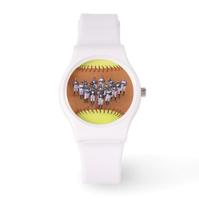 Relógio De Pulso Foto Personalizada de Softball (Frente)