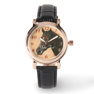 Relógio De Pulso fotografia equina do cavalo marrom castanho