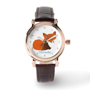 Relógio De Pulso Fox vermelho pequeno tímido personalizado