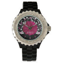 Fuchsia Gerbera Daisy com espiral preto e branco